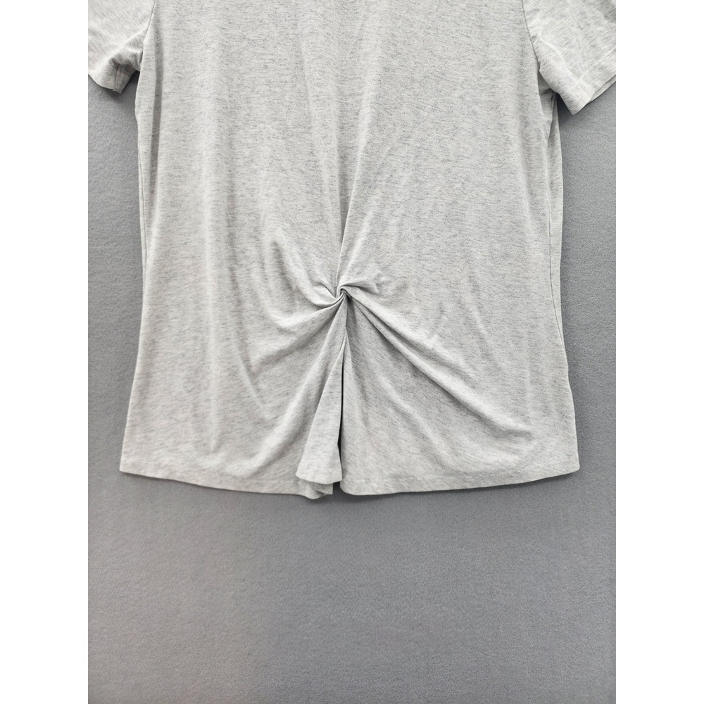 Gnw Gray Twist Front Knot T-Shirt XL Short Sleeve Heathered Soft Stretch Top - Picture 4 of 11
